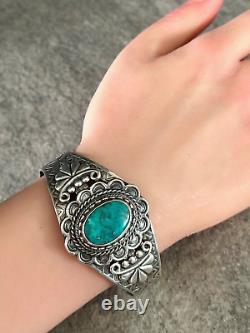 Vintage FRED HARVEY ERA Navajo MAISELS Turquoise Sterling silver Bracelet 47+g