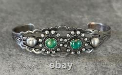 Vintage FRED HARVEY ERA Navajo Turquoise Sterling silver Bracelet 19+g