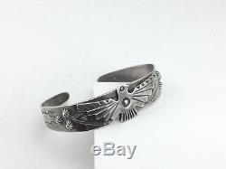 Vintage Fred Harvey Bell Sterling Silver Cuff Bracelet Navajo Thunderbird 1219