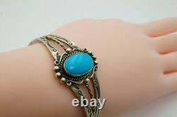 Vintage Fred Harvey Bell Trading Post Sterling Silver Turquoise Cuff Bracelet