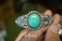 Vintage Fred Harvey Era Bell Trading Post Sterling Silver Turquoise Bracelet