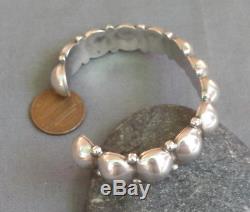 Vintage Fred Harvey Era Bell Trading Sterling Silver Beaded Domes Cuff Bracelet