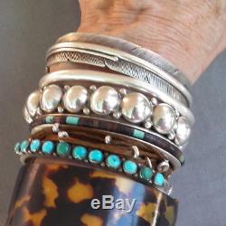 Vintage Fred Harvey Era Bell Trading Sterling Silver Beaded Domes Cuff Bracelet