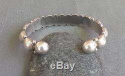 Vintage Fred Harvey Era Bell Trading Sterling Silver Beaded Domes Cuff Bracelet