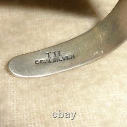 Vintage Fred Harvey Era Coin Silver Cuff Signed IH Indian Handcrafts