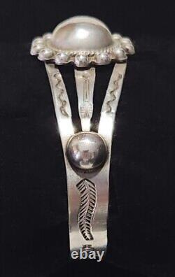 Vintage Fred Harvey Era Coin Silver Navajo Stamped Cuff Bracelet 21.7 Grams