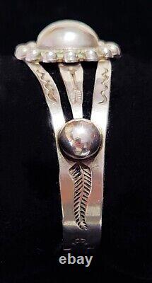 Vintage Fred Harvey Era Coin Silver Navajo Stamped Cuff Bracelet 21.7 Grams