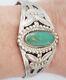 Vintage Fred Harvey Era Green Turquoise Sterling Silver Cuff Bracelet With Arrow