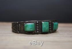 Vintage Fred Harvey Era Native American Navajo Sterling Silver Cuff Bracelet