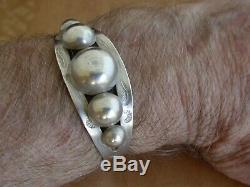 Vintage Fred Harvey Era Native American Sterling Silver Cuff Bracelet. L2916
