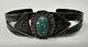 Vintage Fred Harvey Era Native American Sterling Silver Green Turquoise Bracelet