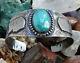 Vintage Fred Harvey Era Native American Turquoise Cuff Bracelet Chief Snake 25gr
