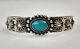 Vintage Fred Harvey Era Navajo Concho Sterling Silver Turquoise Cuff Bracelet