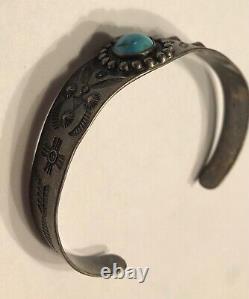 Vintage Fred Harvey Era Navajo Cuff Bracelet Silver & Turquoise