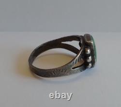 Vintage Fred Harvey Era Navajo Indian Silver Cerrillos Turquoise Ring Size 8.5