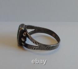 Vintage Fred Harvey Era Navajo Indian Silver Cerrillos Turquoise Ring Size 8.5