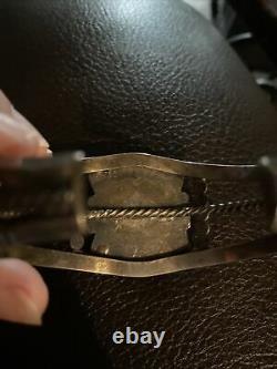 Vintage Fred Harvey Era Navajo Silver Petrified Wood AGATE Bracelet Cuff