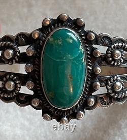 Vintage Fred Harvey Era Navajo Silver Turquoise Bracelet