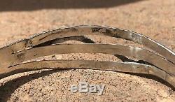Vintage Fred Harvey Era Navajo Stamped Sterling Silver Snake Arrow Cuff Bracelet