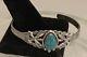 Vintage Fred Harvey Era Navajo Sterling Crossed Arrows Turquoise Cuff Bracelet