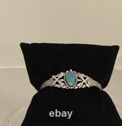 Vintage Fred Harvey Era Navajo Sterling Crossed Arrows Turquoise Cuff Bracelet