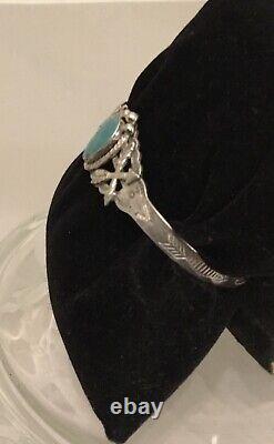 Vintage Fred Harvey Era Navajo Sterling Crossed Arrows Turquoise Cuff Bracelet