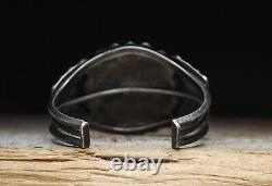 Vintage Fred Harvey Era Navajo Sterling Silver Agate Cuff Bracelet