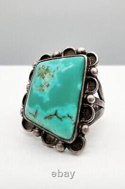 Vintage Fred Harvey Era Navajo Sterling Silver Carico Lake Turquoise Ring