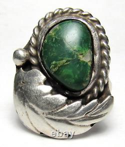 Vintage Fred Harvey Era Navajo Sterling Silver Cerrillos Turquoise Ring Size 7