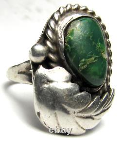 Vintage Fred Harvey Era Navajo Sterling Silver Cerrillos Turquoise Ring Size 7