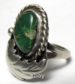 Vintage Fred Harvey Era Navajo Sterling Silver Cerrillos Turquoise Ring Size 7