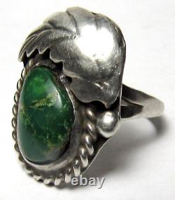 Vintage Fred Harvey Era Navajo Sterling Silver Cerrillos Turquoise Ring Size 7