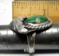 Vintage Fred Harvey Era Navajo Sterling Silver Cerrillos Turquoise Ring Size 7