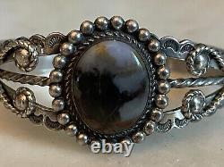 Vintage Fred Harvey Era Navajo Sterling Silver Petrified Wood Bracelet