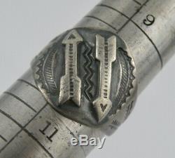 Vintage Fred Harvey Era Navajo Sterling Silver Stamped Arrows Ring Sz 10