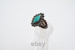 Vintage Fred Harvey Era Navajo Sterling Silver Turquoise Ring Size 5.75