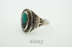 Vintage Fred Harvey Era Navajo Sterling Silver Turquoise Ring Size 7