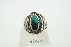 Vintage Fred Harvey Era Navajo Sterling Silver Turquoise Ring Size 7