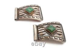 Vintage Fred Harvey Era Navajo Sterling Silver Turquoise Watch Tips