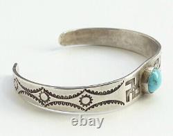 Vintage Fred Harvey Era Navajo Whirling Logs Turquoise Cuff Bracelet SMALL WRIST