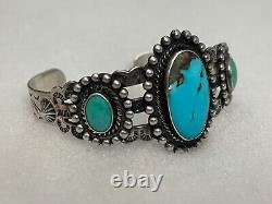 Vintage Fred Harvey Era Pacific Jewelry Co. Sterling Silver Turquoise Bracelet