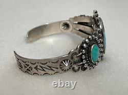 Vintage Fred Harvey Era Pacific Jewelry Co. Sterling Silver Turquoise Bracelet