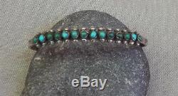 Vintage. Fred Harvey Era Silver Blu Green Snake Eye Turquoise Row Cuff Bracelet