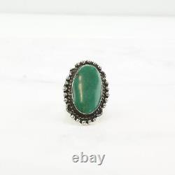 Vintage Fred Harvey Era Silver Ring Turquoise Oval Sterling Size 6