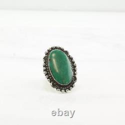 Vintage Fred Harvey Era Silver Ring Turquoise Oval Sterling Size 6