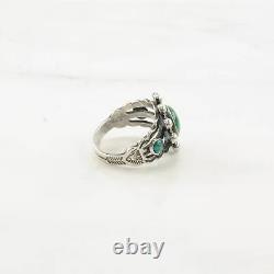 Vintage Fred Harvey Era Silver Ring Turquoise Sun Sterling Size 6 1/4