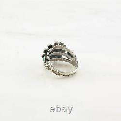 Vintage Fred Harvey Era Silver Ring Turquoise Sun Sterling Size 6 1/4