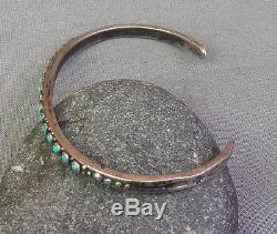 Vintage Fred Harvey Era Silver Snake Eye Petit Point Turquoise Cuff Bracelet