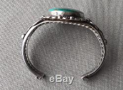 Vintage Fred Harvey Era Silver Stamped Big Royston Turquoise Cuff Bracelet