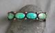 Vintage Fred Harvey Era Silver Stamped Blue Green Turquoise Row Cuff Bracelet